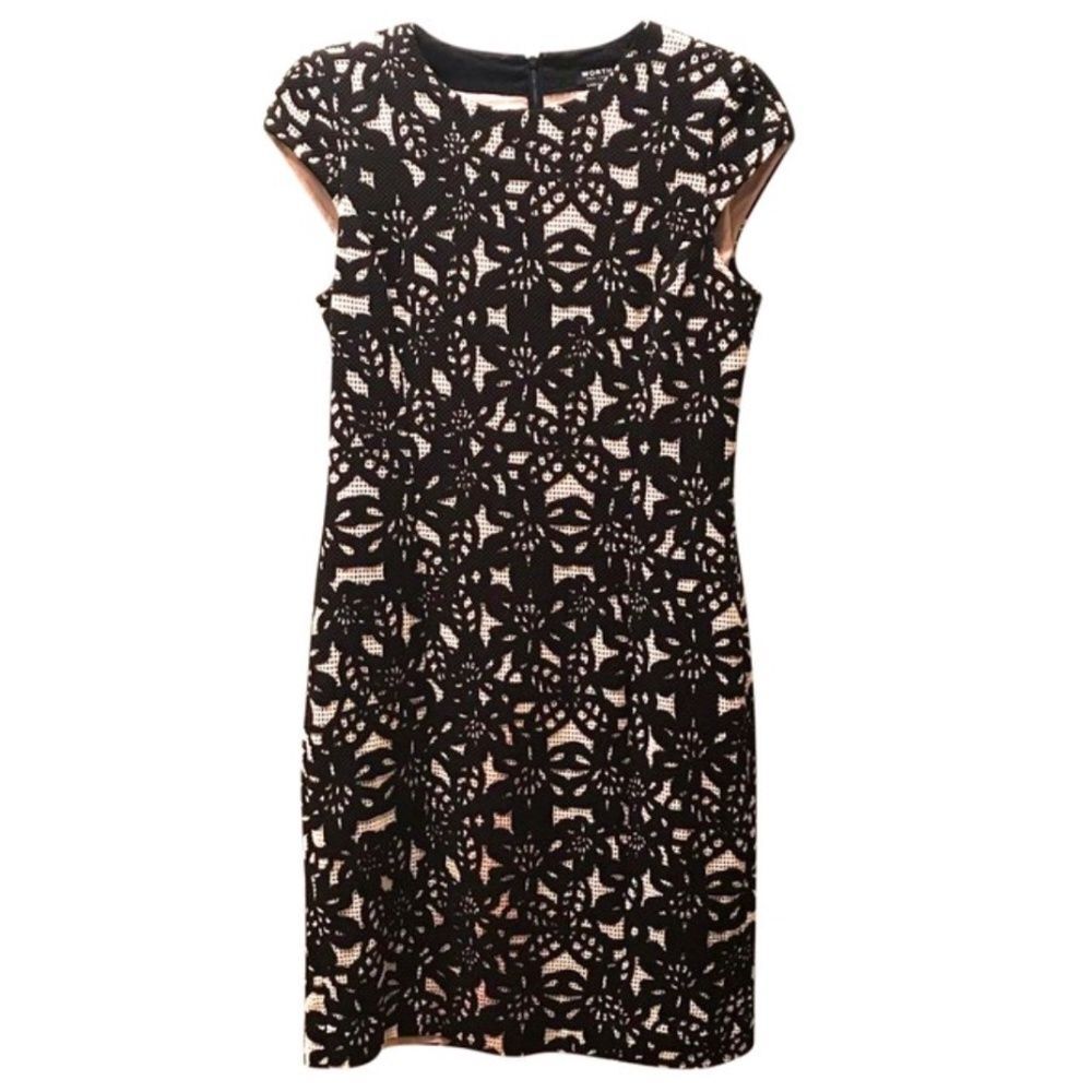 Worth NY Ivory & Black Lace Cocktail Sheath 4